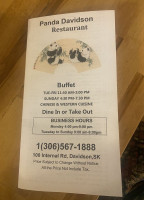 Panda Davidson Restaurant Ltd menu