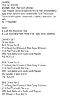 Tanya Thai menu