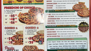 Canadian Pizza Unlimited menu