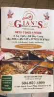Gian's Sweet Shop menu