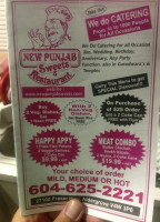 New Punjab Sweets Carte