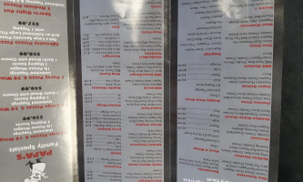 Papa's Pizza Land menu