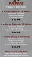 Papa's Pizza Land menu