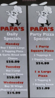 Papa's Pizza Land menu