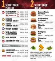 Hero Certified Burgers menu