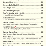 Tokyo Sushi Carte
