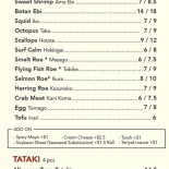 Tokyo Sushi Carte