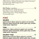 Tokyo Sushi Carte