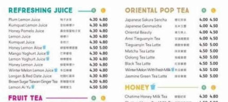 Chatime Nanaimo Carta