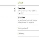 Benjamin's Bistro Carta