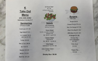 K Mountain Diner menu