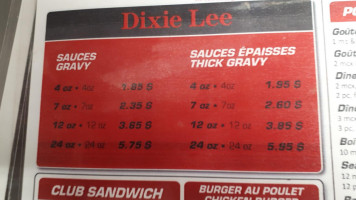 Dixie Lee menu