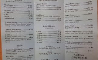 Joe Dandy's Drive-in menu