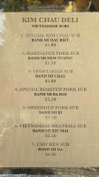 Kim Chau Deli menu