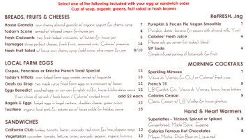 Calories Restaurants Ltd menu