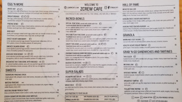 Zcrew Cafe menu