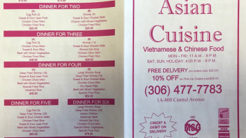 Asian Cuisine menu