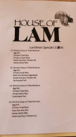 House Of Lam Restaurant menu