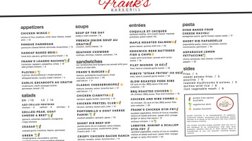 Frank's Grill menu