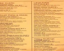 The Workshop Eatery menu