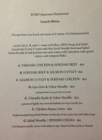 KOKO Japanese Restaurant menu
