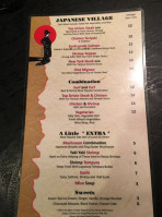 Japanese Village Teppan Steak & Seafood House menu