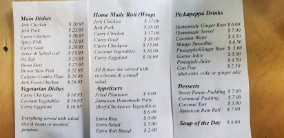 Pickapeppa Restaurant menu