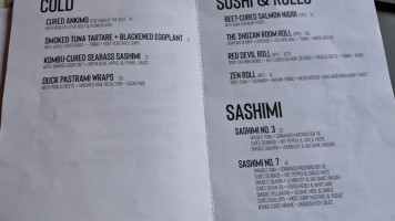 The Shozan Room menu