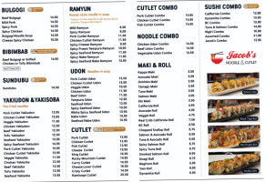 Jacob's Noodle & Cutlet menu