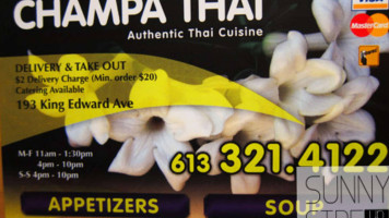 Champa Thai Food menu