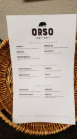 Orso Trattoria menu
