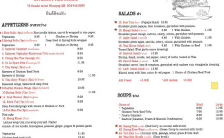 Thida's Thai menu