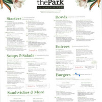 The Park Kitchen and Bar menu