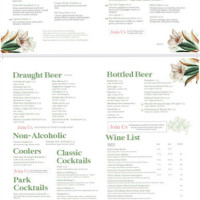 The Park Kitchen and Bar menu