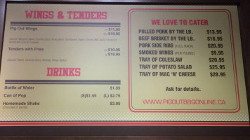 Pig Out BBQ menu