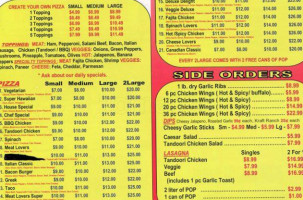 Hot Millions Pizza Cafe menu