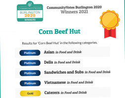 The Corned Beef Hut menu