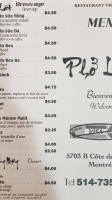Restaurant Pho Lien menu
