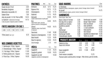 Restaurant Lussier menu