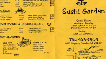 Sushi Garden menu