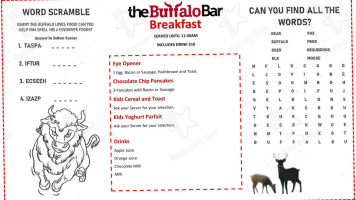 The Buffalo Ten Steakhouse menu