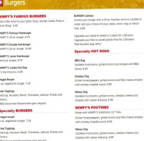 Wimpys Diner menu