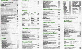 Mega Sushi menu