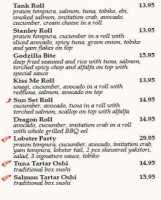 Mega Sushi menu