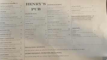 Henry's Pub menu