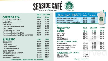 Seaside Cafe menu