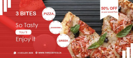 3 Bites Shawarma, Greek Pizza food