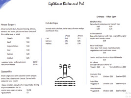 Lighthouse Bistro Pub menu
