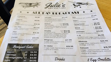 Julie's Airport Cafe menu
