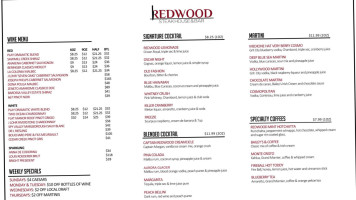 Redwood Steakhouse menu